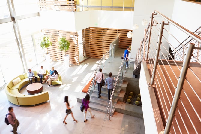 aerial view of modern office lobby